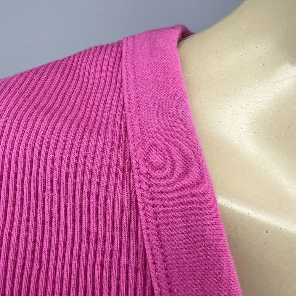 Alo Yoga Seamless Ribbed Serene Short Sleeve Top Size L Pink Cropped Active